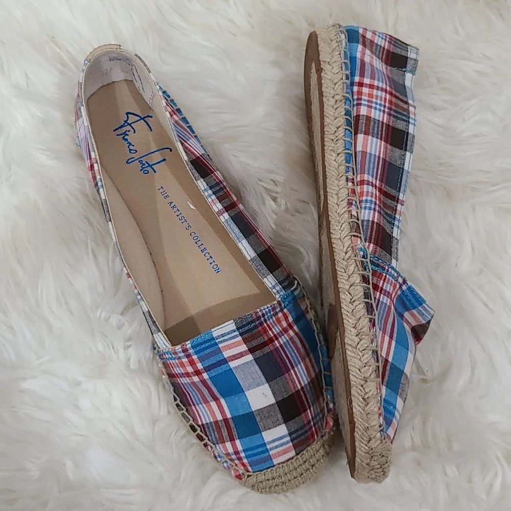 Franco Sarto Womens Espadrille Plaid Canvas Fabric Size ‎ 6.5 M
